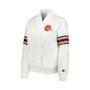 Women's White Cleveland Browns Line Up Satin Full-Snap Varsity Jacket