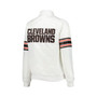 Women's White Cleveland Browns Line Up Satin Full-Snap Varsity Jacket
