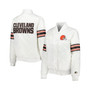 Women's White Cleveland Browns Line Up Satin Full-Snap Varsity Jacket
