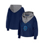 Women's Navy Dallas Mavericks Pieced Quarter-Zip Hoodie Jacket