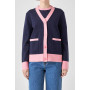 Women's Contrast V-neck Cardigan