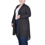 Plus Size Long Sleeve Knit Cardigan with Chiffon Back