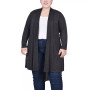 Plus Size Long Sleeve Knit Cardigan with Chiffon Back