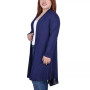 Plus Size Long Sleeve Knit Cardigan with Chiffon Back