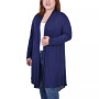Plus Size Long Sleeve Knit Cardigan with Chiffon Back