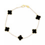 Clover Link Bracelet in 14k Gold (Available in Malachite, Mother of Pearl, Onyx, & Mother of Pearl/Onyx)