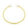 Cultured Freshwater Pearl (8mm) & Diamond (1/20 ct. t.w.) Cuff Bangle Bracelet in 14k Gold-Plated Sterling Silver