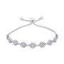 Diamond Halo Cluster Bolo Bracelet (1 ct. t.w.) in 14k White Gold