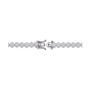 Sterling Silver with Rhodium Plated Clear Round Cubic Zirconia Flower Design Tennis Bracelet