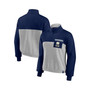 Women's Branded Navy, Heathered Gray Notre Dame Fighting Irish Sideline to Sideline Colorblock Quarter-Zip Jacket