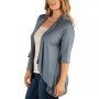 Elbow Length Sleeve Plus Size Open Cardigan