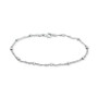 Sterling Silver Bracelet,  7-1/4" Singapore Small Beaded Chain