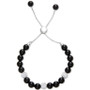 Onyx (8mm) and Crystal Adjustable Bolo Bracelet