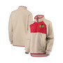 Women's Oatmeal and Red Chicago Blackhawks Wishbone Half-Zip Jacket