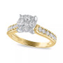 Diamond Cluster Engagement Ring (1 ct. t.w.) in 14k White or Yellow Gold