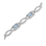 Aquamarine (3-1/3 ct. t.w.) & Diamond (1/20 ct. t.w.) Open Link Bracelet in Sterling Silver