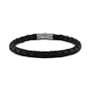 Black Leather Woven Bracelet in Sterling Silver (Also in Brown Leather & Blue Leather), Created for Macy's