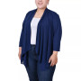 Plus Size 3/4 Sleeve Sharkbite Hem Cardigan