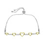 Diamond Graduated Heart Bolo Bracelet (1/6 ct. t.w.) in Sterling Silver & 14k Gold-Plate