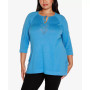 Plus Size Raglan Sleeve Pointelle Sweater