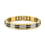 Diamond, Carbon Fiber, Black Rubber Link Bracelet (1/10 ct. t.w.) in Gold-Tone Ion-Plated Stainless Steel, Created for Macy's