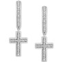 Diamond Cross Dangle Hoop Earrings (1/10 ct. t.w.) in Sterling Silver