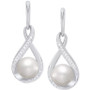 Cultured Freshwater Pearl (7mm) and Diamond (1/10 ct. t.w.) Drop Earrings in 14K Gold