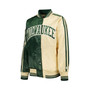 Women's Hunter Green, Cream Milwaukee Bucks Split Colorblock Satin Full-Snap Varsity Jacket