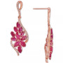Ruby (3-1/5 ct. t.w.) & Diamond (1/4 ct. t.w.) Floral Cluster Drop Earrings in 14k White Gold (Also in Emerald & Saphire)