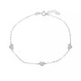 Cubic Zirconia Pavé 3 Heart Station Ankle Bracelet in Sterling Silver or 18K Gold-Plated Sterling Silver