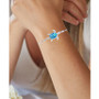 Lab-Created Blue Opal Turtle Bolo Bracelet in Sterling Silver