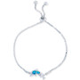 Lab-Created Blue Opal Dolphin Bolo Bracelet in Sterling Silver
