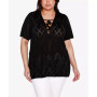 Black Label Plus Size Short Sleeve Pointelle Sweater
