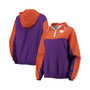 Women's Purple Clemson Tigers Chevron Swishy Quarter-Zip Hoodie Jacket