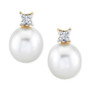 Cultured Freshwater Pearl (9mm) & Diamond (1/10 ct. t.w.) Stud Earrings in 14k Gold