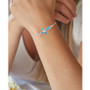 Lab-Created Blue Opal Cross Bolo Bracelet in Sterling Silver