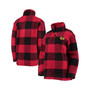 Women's Red, Black Chicago Blackhawks Plaid Sherpa Quarter-Zip Jacket