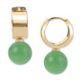 Jade Bead Huggie Hoop Earrings in 14k Gold-Plated Sterling Silver (Also in Onyx)
