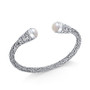 Cultured Freshwater Pearl (10mm) Filigree Cuff Bangle Bracelet in Sterling Silver