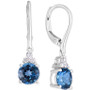Garnet (3 ct. t.w.) & Diamond (1/8 ct. t.w.) Leverback Drop Earrings in 14k Gold (Also in London Blue Topaz & Amethyst)