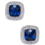 Lab-Created Sapphire (2-1/6 ct. t.w.) and White Sapphire (1/3 ct. t.w.) Square Stud Earrings in Sterling Silver