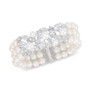 Cultured Freshwater Pearl (6-8mm) & Cubic Zirconia Cuff Bracelet in Sterling Silver, Created for Macy's