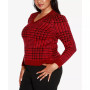Black Label Plus Size Houndstooth Puff Sleeve Sweater