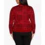 Black Label Plus Size Houndstooth Puff Sleeve Sweater