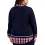 Plus Size Plaid Twofer Cotton Sweater