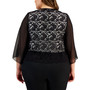 Plus Size Collarless 3/4-Chiffon-Sleeve Lace Shrug