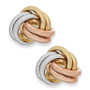 Tri-Tone Love Knot Stud Earrings in 10k Gold