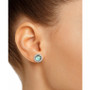 Cultured Freshwater Pearl & Diamond Accent Stud Earrings in Sterling Silver (Also in Onyx, Labradorite &Turquoise)