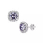 Multi Colored Cubic Zirconia Cushion Shape Stud Earring in Sterling Silver