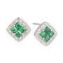 Emerald (3/8 ct. t.w.) & Diamond (1/20 ct. t.w.) Stud Earrings in Sterling Silver